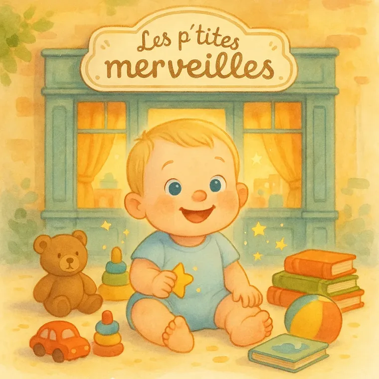 Couverture aquarelle d'un livre personnalisé Pitiboo pour bébé