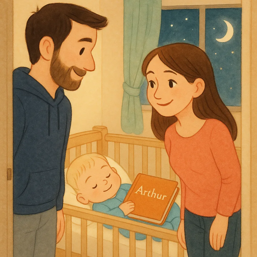 Illustration aquarelle d'un livre personnalisé : un enfant s'endort paisiblement après l'histoire du soir